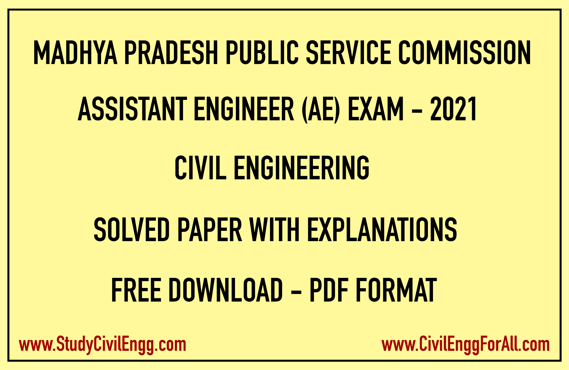 MPPSC AE 2021 Civil Engineering - Solved Paper PDF StudyCivilEngg CivilEnggForAll.