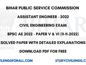 BPSC AE 2022 Civil Engineering Solved Paper with Explanations