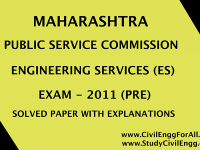 MPSC ES - Pre 2011 Civil Engineering Exam PDF Free Download