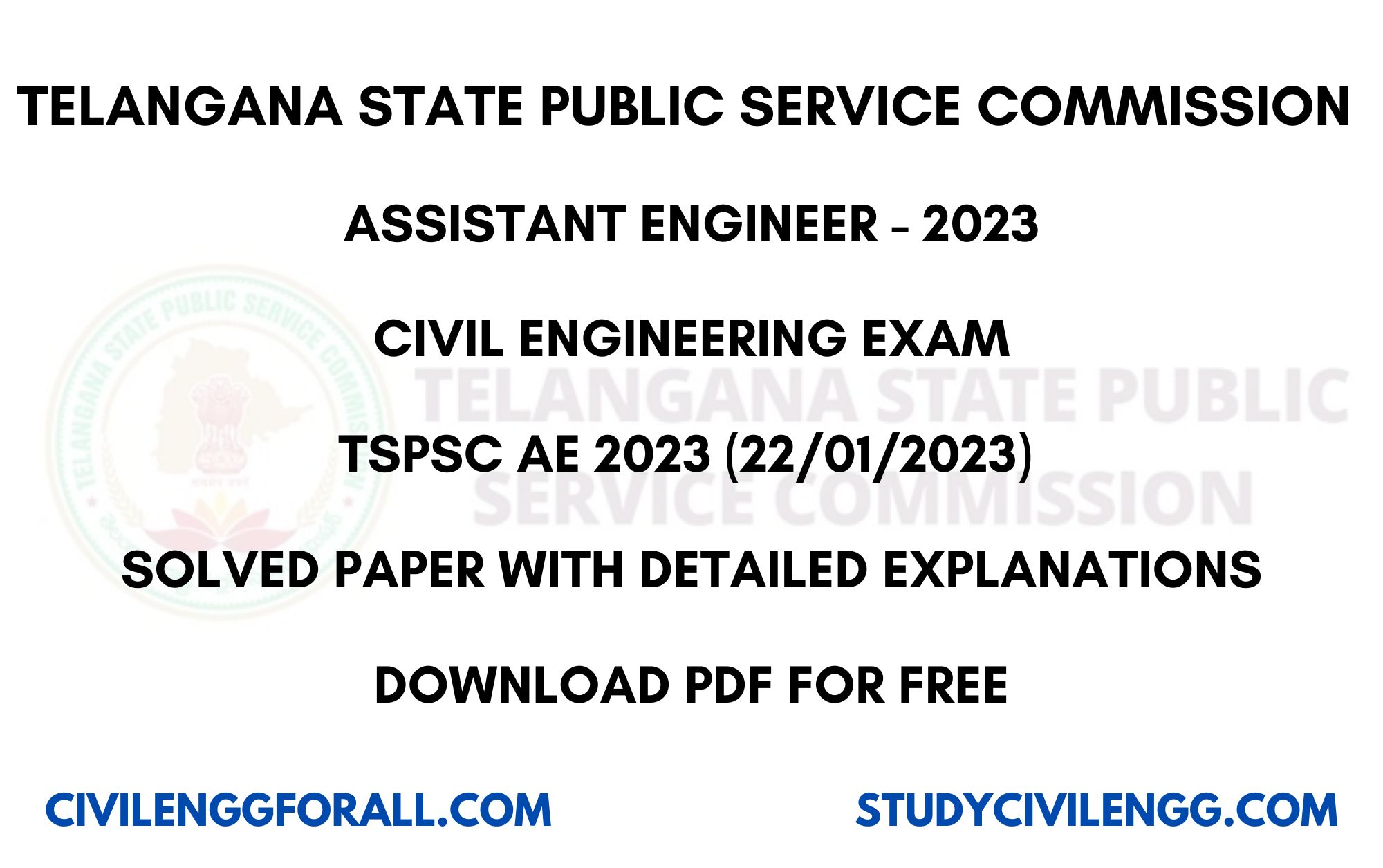 TSPSC AE 2023 CIVIL ENGINEERING SOLVED PAPER WITH EXPLANATIONS